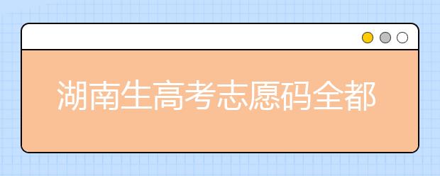 湖南生高考志愿碼全都在這，快來看看吧！